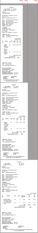 Reprezentare factura format orizontal pentru imprimante termice