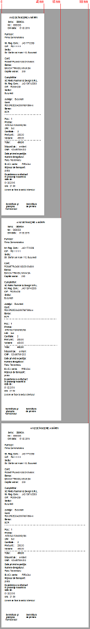 Reprezentare aviz format vertical pentru imprimante termice