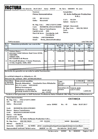 Program facturare - model factur A4 cu chitan la subsol n format business