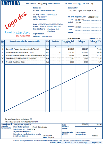Program facturare - model factura personalizata